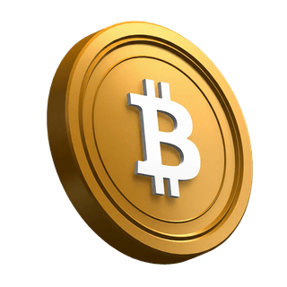 Bitcoin BTC Coin als schräges visuelles Element im hero-Bereich
